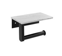 Marble Toilet Paper Holder with Shelf Toilet Paper Roll Holder Wall Mount for Bathroom Cabinet Decorative, Black