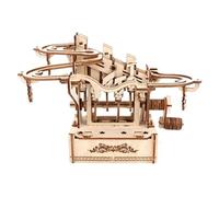 Marble Track 3D Wooden Puzzle,Hand Cranked Marble Run Model Kits,Self Assembly Mechanical Craft Jigsaw,with Roller Balls,DIY Idea Gift