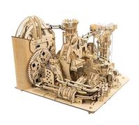 Marble Track 3D Wooden Puzzle,Hand Cranked Marble Run Model Kits,Self Assembly Mechanical Craft Jigsaw,with Roller Balls,DIY Idea Gift