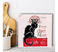 Marble Trivet or Wall Art Tile - Chat Noir Design