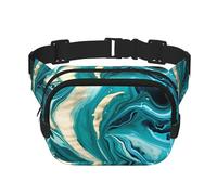 Marble Turquoise Double Layer Waist Bag Pack Teal line Bum Bag Fanny Pack for Men Women, Adjustable Belt Bag for Travel Hiking Running Cycling Festival