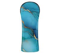 Marble Turquoise Royal Blue Golf Cover Set Headcovers with Interchangeable No. Tags for Woods and Driver Fairway Hybrid