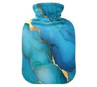 Marble Turquoise Royal Blue hot Water Bottle with Soft Cover, 2L Water Bag for Menstrual Cramps, Menstrual Cramps