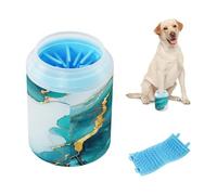 Marble Turquoise White Reusable Paw Cleaning Cup with Soft Silicone Brush Pets Cleaning Kit for Cats Dogs
