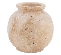 Marble Vase 5 Inch Handmade Green Stone Flower Vase for Pampas Grass - Small Vases for Fresh Flowers - Decorative Vases for Centerpieces, Aesthetic Room & Boho Decor (Travertine)