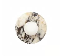 Marble Wall Sconce Lighting, Round Alabaster Stwall Lamp, Modern Minimalist Vanity Light Fixture with White Glass Globe, Decor Sconce for Bedroom, Hallway, Living Room(30Cm/11.81")/30Cm/11.81"