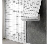 Marble Wall Tile Stickers SelfAdhesive Waterproof Wallpaper for Bathroom & Kitchen Thickened Decorative Vinyl (Small White Grid 0.6"/3 Rolls)