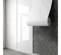 Marble Wall Tile Stickers SelfAdhesive Waterproof Wallpaper for Bathroom & Kitchen Thickened Decorative Vinyl (Wool White 0.6m x 5 Rolls)