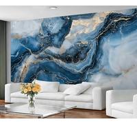 Marble Wallpaper for Living Room - Peel and Stick Wallpaper, Luxe Stone Texture Bedroom Wall Paper, Large Wall Mural & Blue and Gold Marble Home Decor, Self Adhesive