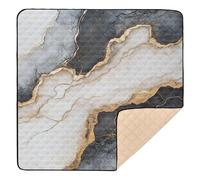 Marble White Black Cute Foldable Baby Gym & Activity Mat for Floor Lightweight Tummy Time Activity Mat for Babies Infants Toddlers, 50'' x 50''