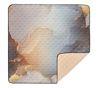 Marble White Brown Cute Foldable Baby Play Mat for Floor Cozy Breathable Playroom Activity Mat for Babies Infants Toddlers, 50'' x 50''
