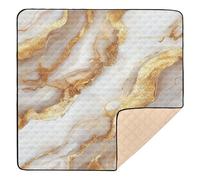Marble White Brown Cute Foldable Baby Play Mat for Indoor Outdoor Waterproof Travel Play Mat for Baby Kids Toddlers Infants, 50'' x 50''