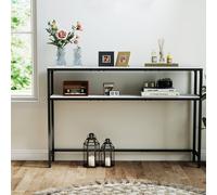 (Marble White, Ink Black) Console Table for Hallway, 2-Tier Slim Sofa Table, Hallway Table with 2 Shelves, for Living Room, Bedroom