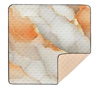 Marble White Orange Large Non-Slip Baby Gym & Activity Mat for Indoor Outdoor 1-Piecing Activity Gym Mat for Baby Kids Toddlers Infants, 50'' x 50''
