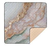 Marble White Rose Gold Large Sturdy Baby Play Mat for Indoor Outdoor Waterproof Infant Play Mat for Baby Kids Toddlers Infants, 50'' x 50''