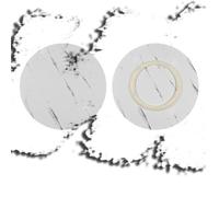 Marble White Serving Tray 360° Rotating Wooden Platter Smooth Silent Spin 20 Inch Round Turntable for Dining Table Kitchen Parties and Events
