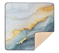 Marble White Yellow Large Non-Slip Baby Activity Play Mat for Indoor Outdoor Washable Baby Kick Crawling Mat for Baby Kids Toddlers Infants, 50'' x 50''