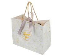Marble with Gift Thank You Ribbon Bags for Wedding Party Presents | Large Gift Bags Presents, Boutique Style Paper Finish, Practical Portable Choice for Cookies and Jewellery