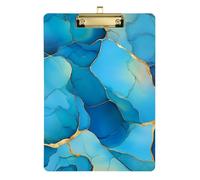 Marble Yellow Blue Acrylic Driver clipboard Standard Letter A4 Size Acrylic Cute for Police Office Nurse Football Coaches Gold 12x9in Tabla para escribir