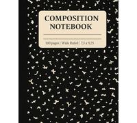 Marbled Composition Notebook: Black Marble, Wide Ruled, 7.5 x 9.25 inches, 100 Pages - For Students, Teens, and Kids For School, College, University
