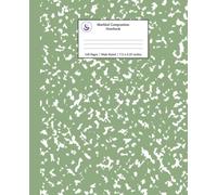 Marbled Composition Notebook: Sage Green Marble Wide Ruled Paper Subject Book