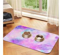 Marbled Galaxy Pink Purple,Waterproof Pet Feeding Mat,PU Leather Placemats for Cat Dog Water Bowl,Food Mats,40x60cm