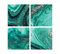 Marbled Geode Teal Blue 4 x 4 Absorbent Ceramic Square Coasters Pack of 4