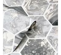 Arthouse Marbled Hex Charcoal/rose Gold Wallpaper