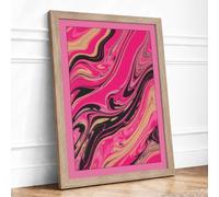 Marbled Motion Modern Framed Wall Art Print A3 (42×29.7cm) Oak, Wall Decor for Living Room, Bedroom, Office & Home, Ready to Hang, Art Gift