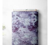 Marbled Mystic Abstract Design 100% Cotton Craft Quilting Patchwork Bunting Quality Sewing Project Fabric Material | 44" - 112 cm Wide (per Half Metre, Purple)