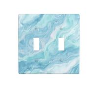 Marbled Watercolor Texture Glacier Blue Double Gang Toggle Light Cover Wall Plate Switch Decor Standard Size - 11.4x11.4cm