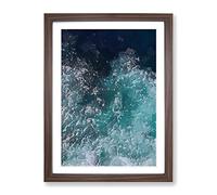 Marbled Waters Abstract Painting Modern Framed Wall Art Print, Ready to Hang Picture for Living Room Bedroom Home Office Décor, Walnut A2 (64 x 46 cm)