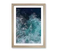 Marbled Waters Abstract Painting Modern Framed Wall Art Print, Ready to Hang Picture for Living Room Bedroom Home Office Décor, Oak A3 (34 x 46 cm)