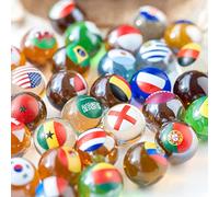 MARBLEFLAGS 32 Glass World Cup Flags for Children - 16 mm Ideal for Marble Circuits and Races