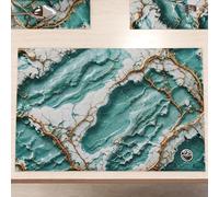 MARBLELIZED - Washable American Placemats, Blue Marble Effect Fabric Placemats, Set of 6 (30 x 45 cm) - Elegant, Ideal for Breakfast, Lunch and Dinner, Gift Idea, 100% Made in Italy