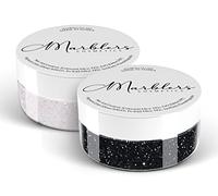 MARBLERS Cosmetic Grade Fine Glitter Duo [Black Knight & Rainbow White] 0.36oz (10g) | Non-Toxic | Vegan | Cruelty-Free | Eyeshadow, Nail Polish, Nail Art | Festival, Rave & Party Makeup | Body & Face