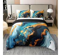 Marbling 100% Cotton Duvet Cover Super King,Colorful Abstract Marble Texture Bedding Sets 3Pcs for Kids Girls Boys Room,Art Modern Fashion Colorful Quilt Cover,(No Comforter),Dark Green Gold