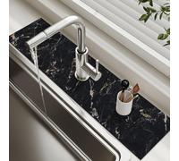 Marbling Absorbent Faucet Mat Leather Sink Tray Faucet Splash Guard Water Drying Pads Drying Mat Kitchen Counter Countertop Protector for Kitchen Bathroom,C,15*60cm