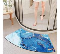 Marbling Curved Bath Mat, Quick Dry & Non Slip Corner Shower Mats for Outside Shower, Comfortable Diatom Mud Microfiber Semi-Circular Bath Mat for Shower or Tub, Easy to Clean,B,40x75cm