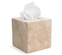 MARBLORE Marble Tissue Box Holder, Travertine, 5.5 Inch | Tissue Box Cover Perfect for Room Decor, Bathroom Organizer, and Vanity Organizer, Home Office Table Top Decorative Box