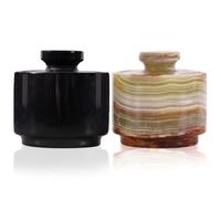 MARBLOUS KRAFTS Marble Green & Black 3.5 oz Salt Cellar, Trinket Box & Condiment Pots 3" X 3" Kitchen décor for Counter Mason Salt Pepper Bowls Salt Container, Butter Holder