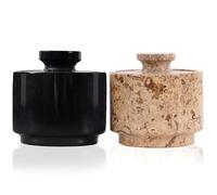 MARBLOUS KRAFTS Marble Salt Cellar 3" Black & Coral Sugar Dispenser with Lid Home & Kitchen Table Decor Spice Jars, Seasoning Container