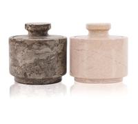 MARBLOUS KRAFTS Marble Salt Cellar 3" Oceanic and Verona Celtic Salt and Spices Bowl for Kitchen & Home Storage Décor, Sea Salt Holder with Lid Storage Container