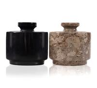 MARBLOUS KRAFTS Marble Salt Cellar with Lid 3" Inch Black & Oceanic Sugar Dispenser Home Décor Ideal Sugar & Salt Containers for Kitchen Storage