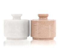 MARBLOUS KRAFTS Marble Salt Cellar with Lid 3" Inch White and Verona Salt Holder - Ideal Sugar, Salt and Pepper Bowls for Kitchen Storage