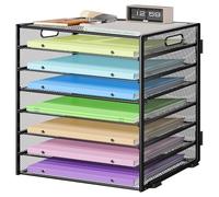 Marbrasse Desk Organiser Tray,8 Tire Paper File Letter Tray,Stackable Document Storage Organiser,Metal Mesh Desktop Organizer for Letters,Folders,Supplies,Classroom Home Office&Workspace (Black)