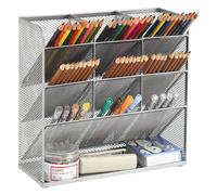 Marbrasse Mesh Desk Organiser,Pen Holders Desk Tidy,Desktop Stationary Storage Organiser for School Home Office Art Supplies(Silver)