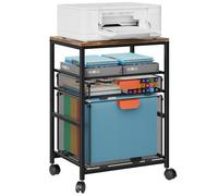 Marbrasse Trolley on Wheel,Printer Rolling Storage Cart with Drawer | Mesh Filing Cabinet Organiser,Furniture Trolley for 3D Printer Mobile Phone Home Office Accessories,Rustic Brown