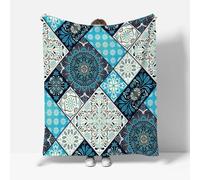 MARBRE 3D Boho Blanket Double 150x200cm Fluffy Flannel Microfiber Fleece Cosy Warm Sofa Throw Blanket Retro for Couch Bed Bedroom Office Travel Camping(Image 1-5)