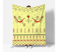 MARBRE 3D Boho Blanket Double 150x200cm Fluffy Flannel Microfiber Fleece Cosy Warm Sofa Throw Blanket Retro for Couch Bed Bedroom Office Travel Camping(Image 1-5)